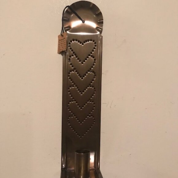 New Heart Candle sconce in Antiqued Brass - Picture 1 of 6
